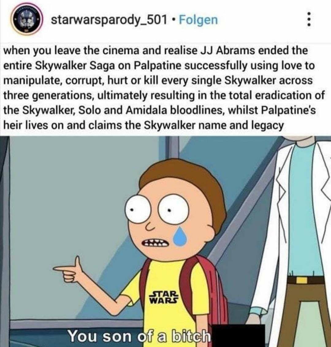 This meme is a humorous take on the infamous "I find your lack of faith disturbing" line from the Star Wars franchise. The image shows a character from a different franchise, Rick Sanchez from Rick and Morty, reacting to the quote with a sarcastic comment. The text "I find your lack of faith disturbing" is replaced with "I find your lack of snacks disturbing".